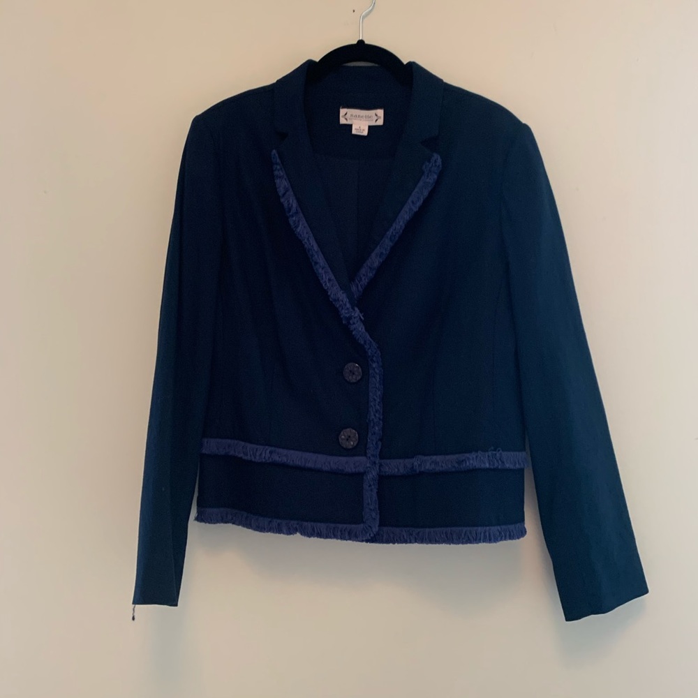 Nanette Lepore Blue Fringe Blazer Jacket 8 New